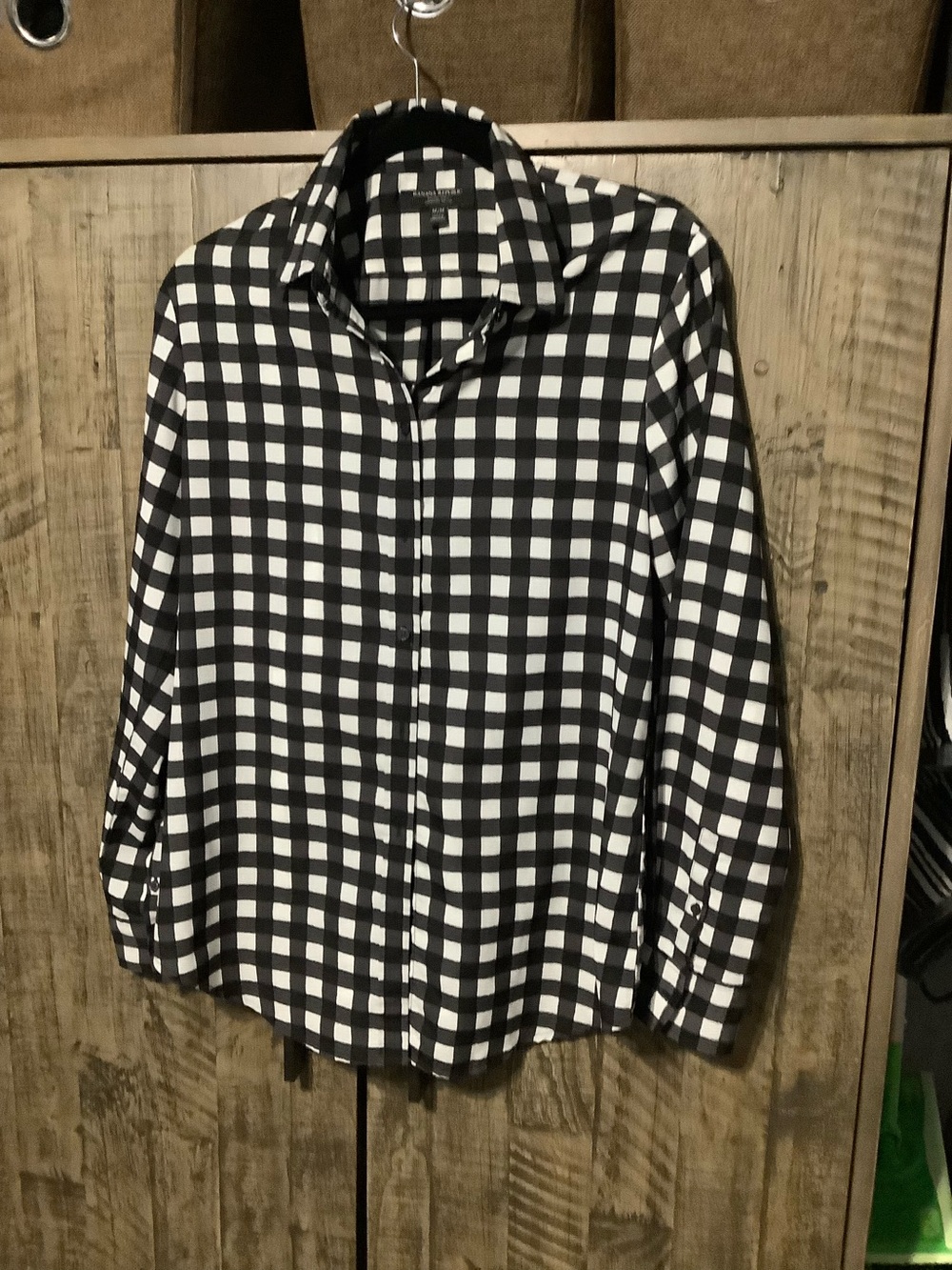 Classic Black & White Check Women’s Button-Up Shirt